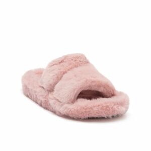 TOP Moda pink faux fur slipper slide